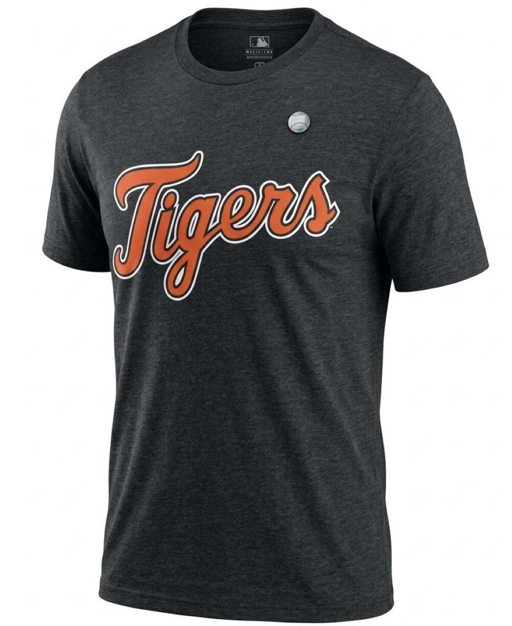 Men's Detroit Tigers MLB Sweep Short Sleeve Charcoal T-Shirt - L